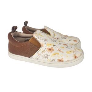 Monkey Feet USA Leather Brown/ Floral Girls 3-4Y Slip On Shoes szg8200820a